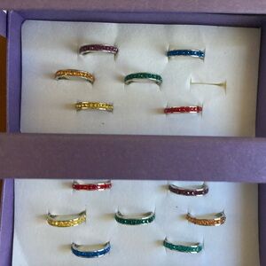 Elegant Multi-Color Crystal Ring Set